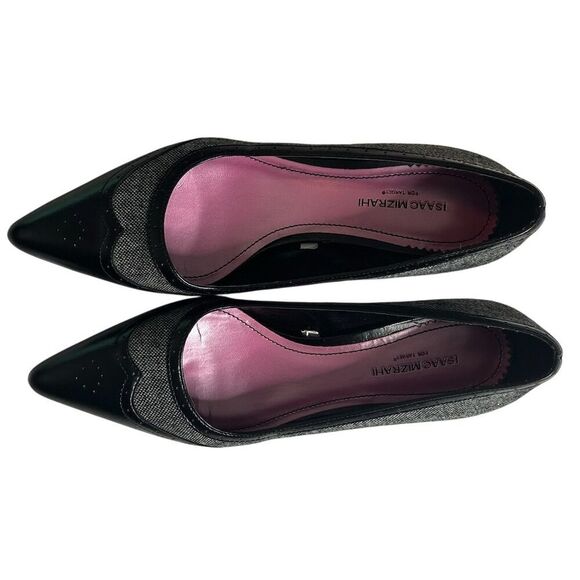 Isaac Mizrahi Women's Black Gray Pointed Toe Pumps Size 8 Formal Heel - Picture 2 of 13